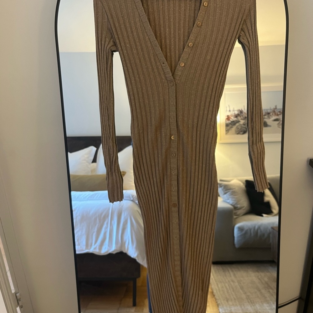 Enza Costa Metallic Gold Ribbed Top